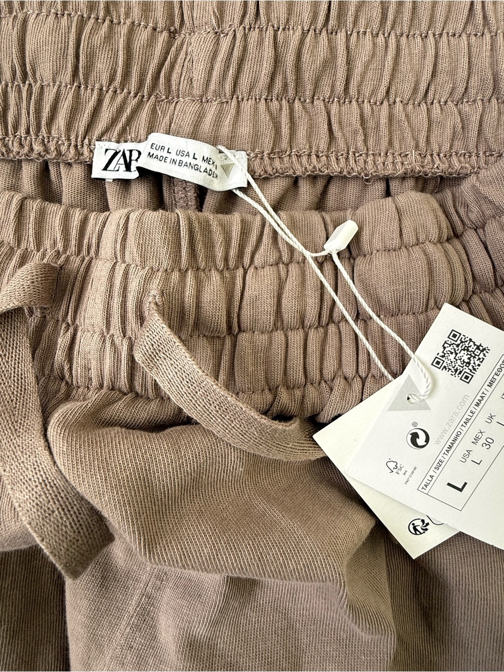 Zara Womens Drawstring Relaxed Barrel Pants in Taupe Brown - Picture 4 of 11